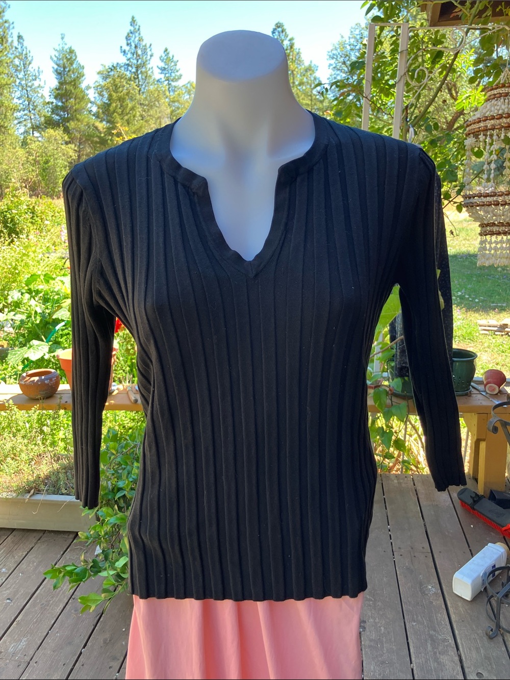 August silk ribbed silk blend stretchy sweater XL